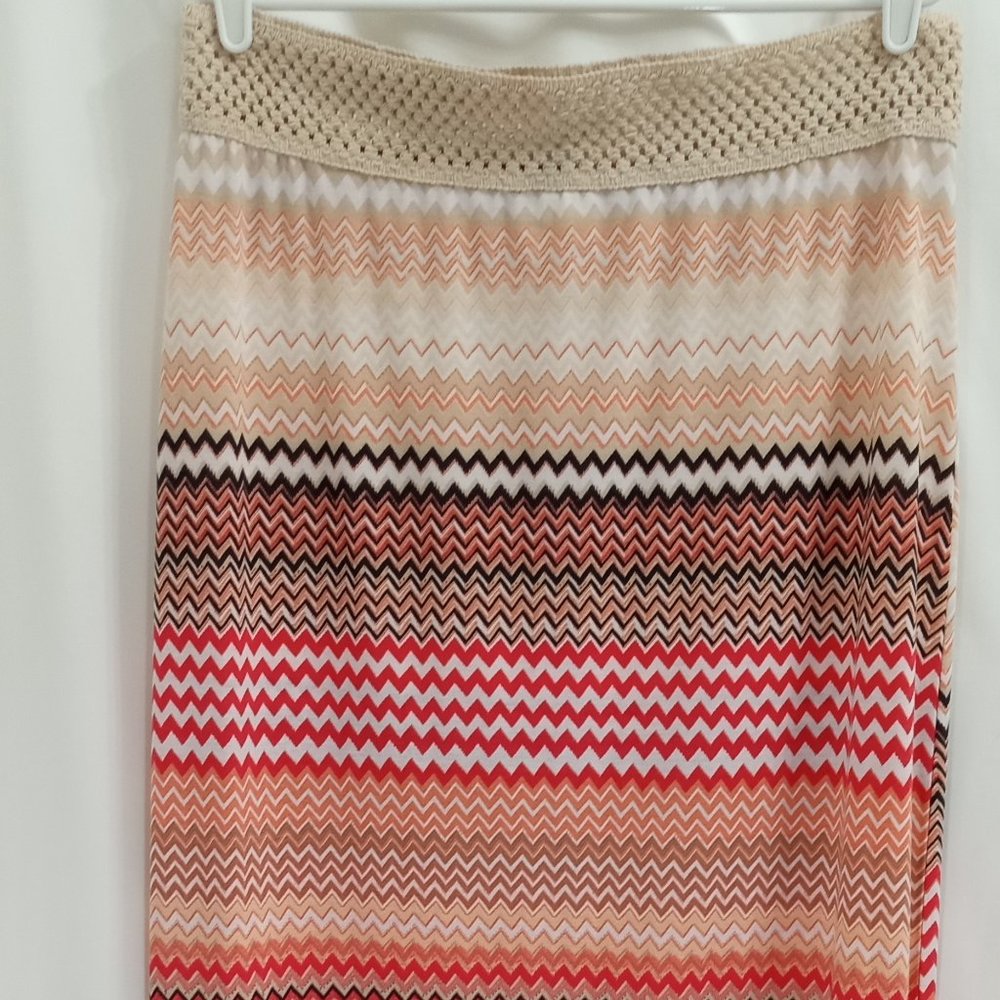 Bobbie Brooks Long Maxi Skirt Plus Size 1X Stretch Bohemian Striped Multicolor
